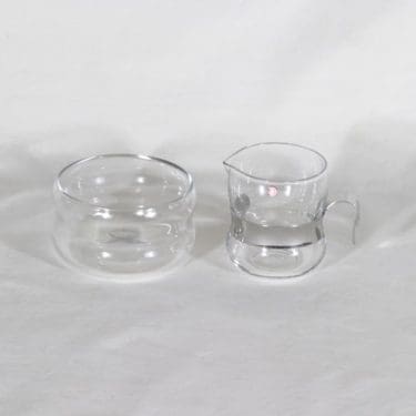 Iittala Paula sokerikko ja kermakko, kirkas, suunnittelija Jorma Vennola,