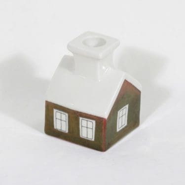 Arabia Talo kynttilänjalka, käsinmaalattu, suunnittelija Heljä Liukko-Sundström, käsinmaalattu, signeerattu