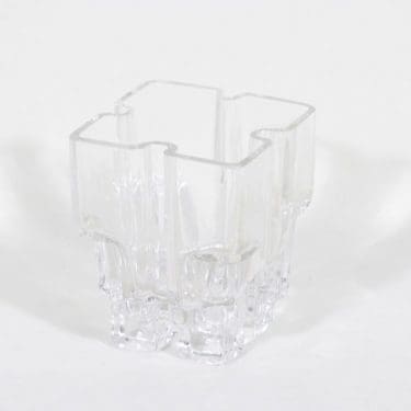 Riihimäen lasi Paalutalo maljakko, signeerattu, suunnittelija Helena Tynell, signeerattu, pieni