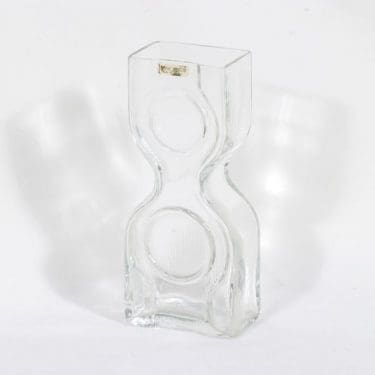 Riihimäen lasi Kaappikello maljakko, kirkas, suunnittelija Helena Tynell,