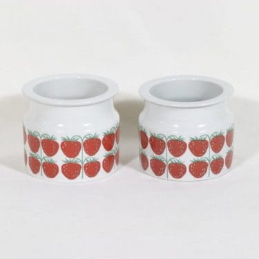 Arabia Pomona purnukat, mansikka, 2 kpl, suunnittelija Raija Uosikkinen, mansikka