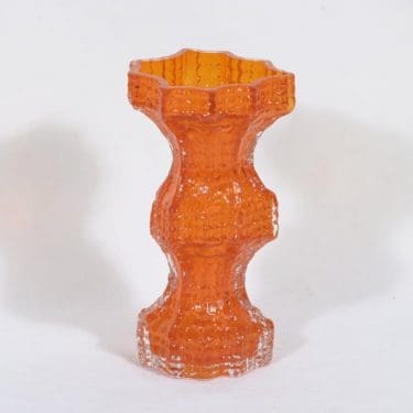 Riihimäen lasi Fenomena maljakko, oranssi, suunnittelija Nanny Still,