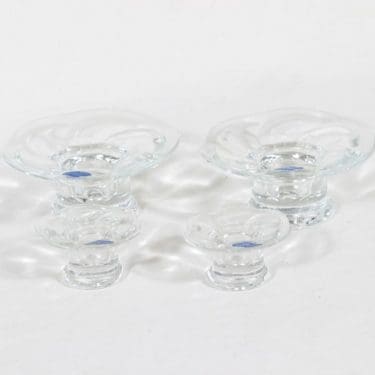 Nuutajärvi Lumme kynttilänjalat, kirkas, 4 kpl, suunnittelija Kerttu Nurminen,