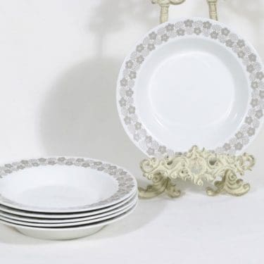 Arabia Rypäle lautaset, syvä, 6 kpl, suunnittelija Raija Uosikkinen, syvä, serikuva