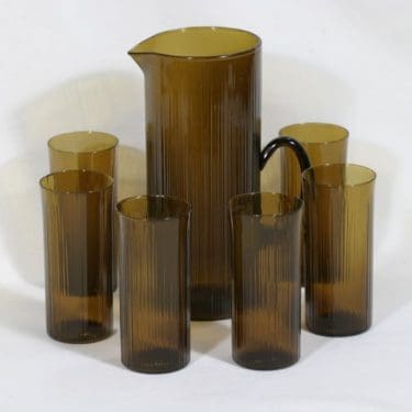 Iittala 2465|2065 kaadin ja lasi, ruskea, 6 kpl, suunnittelija Tapio Wirkkala,