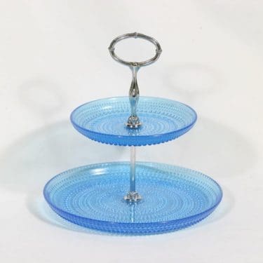 Nuutajärvi Kastehelmi kerrostarjotin, sininen, suunnittelija Oiva Toikka,