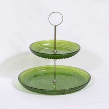 Nuutajärvi Kastehelmi kerrostarjotin, vihreä, suunnittelija Oiva Toikka,