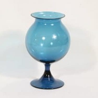 Riihimäen lasi Ruusu maljakko, turkoosi, suunnittelija Nanny Still,