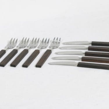 Fiskars Triennale haarukat ja veitset, 5 kpl, suunnittelija Bertel Gardberg, teak-varsi