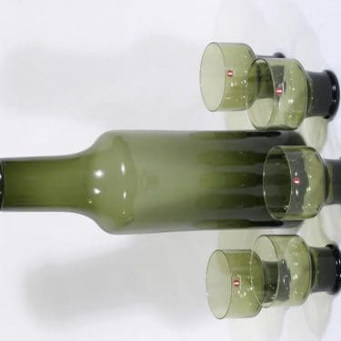 Iittala 2507|2008 karahvi ja lasit, 125 cl, 5 kpl, suunnittelija Tapio Wirkkala, 125 cl, signeerattu