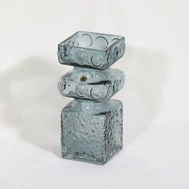 Riihimäen lasi Kehrä maljakko, siniharmaa, suunnittelija Tamara Aladin,