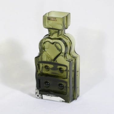 Riihimäen lasi Piironki maljakko, oliivinvihreä, suunnittelija Helena Tynell,