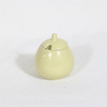 Arabia KA sinappiastia, keltainen, suunnittelija Kaarina Aho, pieni, koristelematon