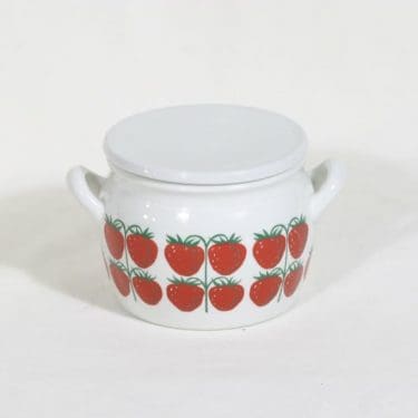 Arabia Pomona voiruukku, mansikka, suunnittelija Raija Uosikkinen, mansikka