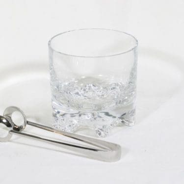 Iittala Gaissa jääpalakulho ja ottimet, kirkas, suunnittelija Tapio Wirkkala,