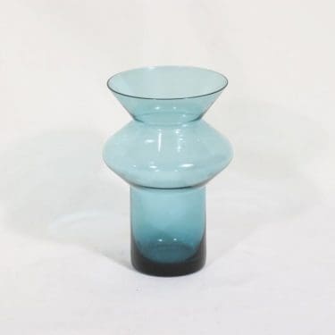 Riihimäen lasi Hyrrä maljakko, turkoosi, suunnittelija Helena Tynell,