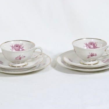 Arabia Regina kahvikupit ja lautaset, 2 kpl, suunnittelija Svea Grankund, serikuva