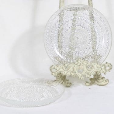 Nuutajärvi Kastehelmi lautaset, kirkas, 2 kpl, suunnittelija Oiva Toikka, pieni