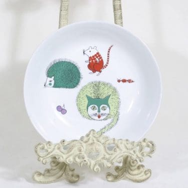 Arabia Nooan arkki lasten lautanen, syvä, suunnittelija Gunvor Olin-Grönqvist, syvä, serikuva