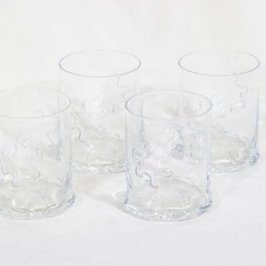 Riihimäen lasi Kasper lasit, kirkas, 4 kpl, suunnittelija Erkkitapio Siiroinen,