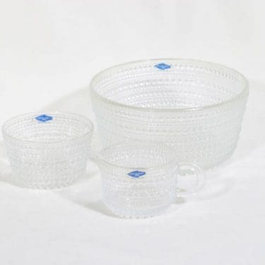 Nuutajärvi Kastehelmi sokerikko ja kermakko, kirkas, suunnittelija Oiva Toikka,