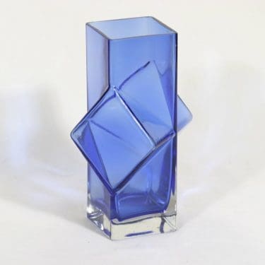 Riihimäen lasi Pablo maljakko, sininen, suunnittelija Erkkitapio Siiroinen,