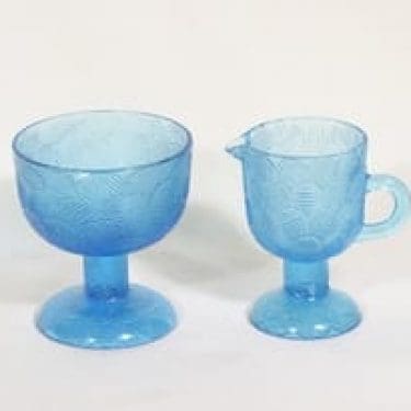 Nuutajärvi Miranda sokerikko ja kermakko, sininen, suunnittelija Heikki Orvola,