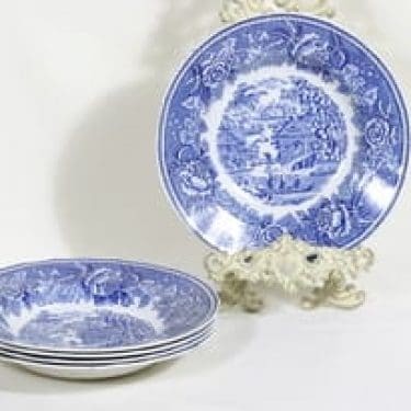 Arabia Maisema lautaset, syvä, 5 kpl, suunnittelija , syvä, kuparipainokoriste