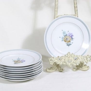 Arabia lautaset, kukkakuvio, 9 kpl, suunnittelija , kukkakuvio, pieni, käsinmaalattu