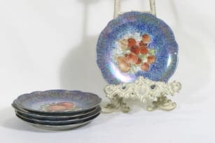 Arabia plates, floral design, 5 pcs, small, silk screening, lyster decoration