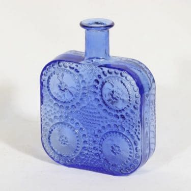 Riihimäen lasi Grapponia koristepullo, sininen, suunnittelija Nanny Still,