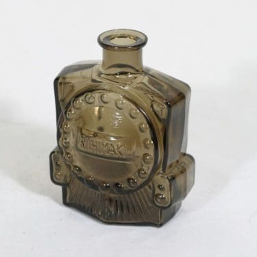 Riihimäen lasi Veturipullo koristepullo, ruskea, suunnittelija Erkkitapio Siiroinen,