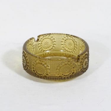 Riihimäen lasi Grapponia tuhka-astia, amber, suunnittelija Nanny Still,