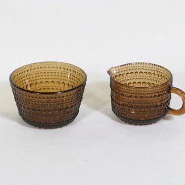 Nuutajärvi Kastehelmi sokerikko ja kermakko, ruskea, suunnittelija Oiva Toikka,