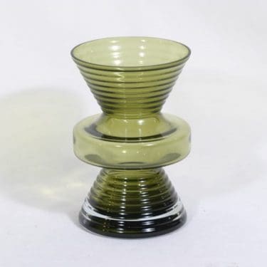 Riihimäen lasi Tiimalasi maljakko, vihreä, suunnittelija Nanny Still,