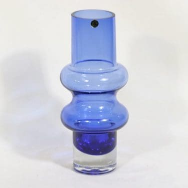 Riihimäen lasi Solmuke maljakko, sininen, suunnittelija Tamara Aladin,