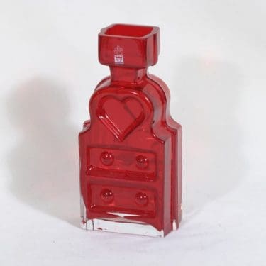 Riihimäen lasi Piironki maljakko, punainen, suunnittelija Helena Tynell,