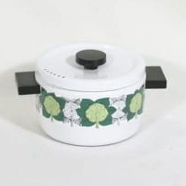 Finel Ruusukaali kattila, valkoinen, suunnittelija Esteri Tomula, serikuva