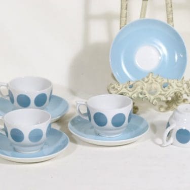 Arabia Molla kahvikupit, 4 kpl, suunnittelija Greta-Lisa Jäderholm-Snellman, puhalluskoriste, retro