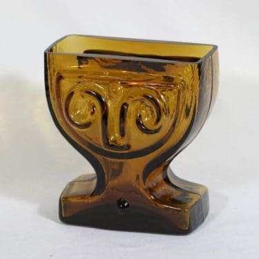 Riihimäen lasi Viktoriana maljakko, ruskea, suunnittelija Helena Tynell,