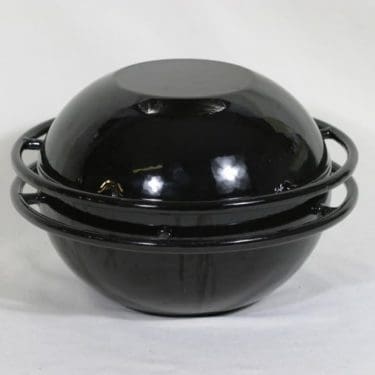 Rosenlew Saturnus pot, black email, designer Timo Sarpaneva, big, ring model
