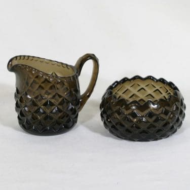 Riihimäen lasi 6675, 6676 sokerikko ja kermakko, ruskea, suunnittelija ,