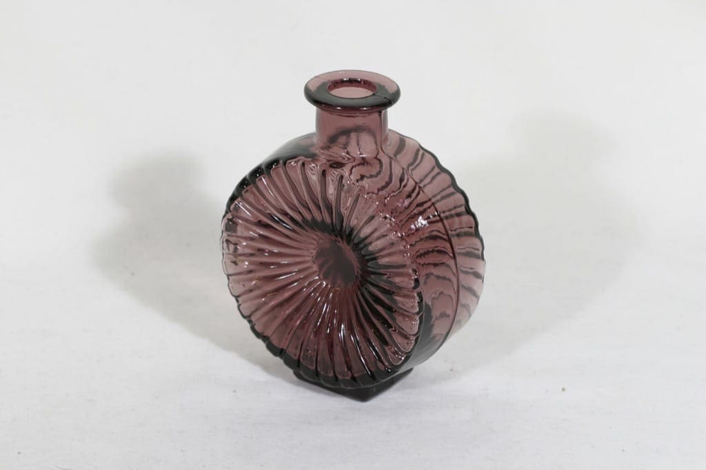 Riihimäen lasi Aurinkopullo koristepullo, punaharmaa, suunnittelija Helena Tynell, sävy XVI