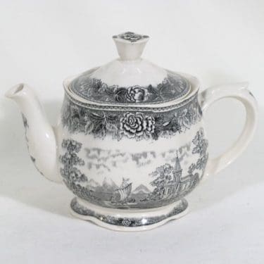 Arabia Maisema teekannu, harmaa, suunnittelija , kuparipainokoriste