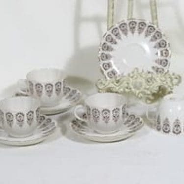 Arabia FK kahvikupit, serikuva, 4 kpl, suunnittelija , serikuva, tuntematon koriste