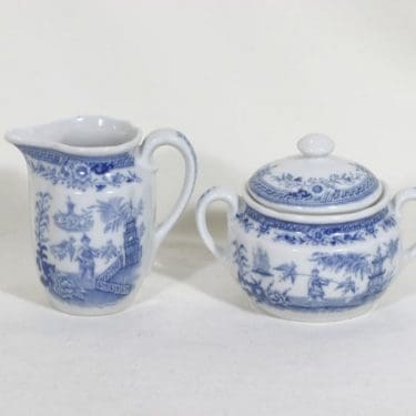 Arabia Singapore sokerikko ja kermakko, sininen, suunnittelija , kuparipainokoriste