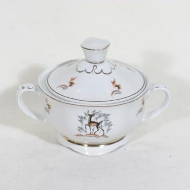 Arabia Kauris sokerikko, suunnittelija Tyra Lungren, siirtokuva, art deco