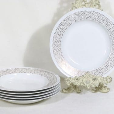 Arabia Kimmel lautaset, syvä, 6 kpl, suunnittelija Esteri Tomula, syvä, serikuva