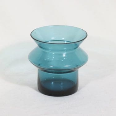 Riihimäen lasi Hyrrä maljakko, turkoosi, suunnittelija Helena Tynell,