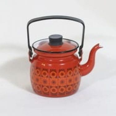 Finel Kehrä kahvipannu, punainen, suunnittelija Raija Uosikkinen, pieni